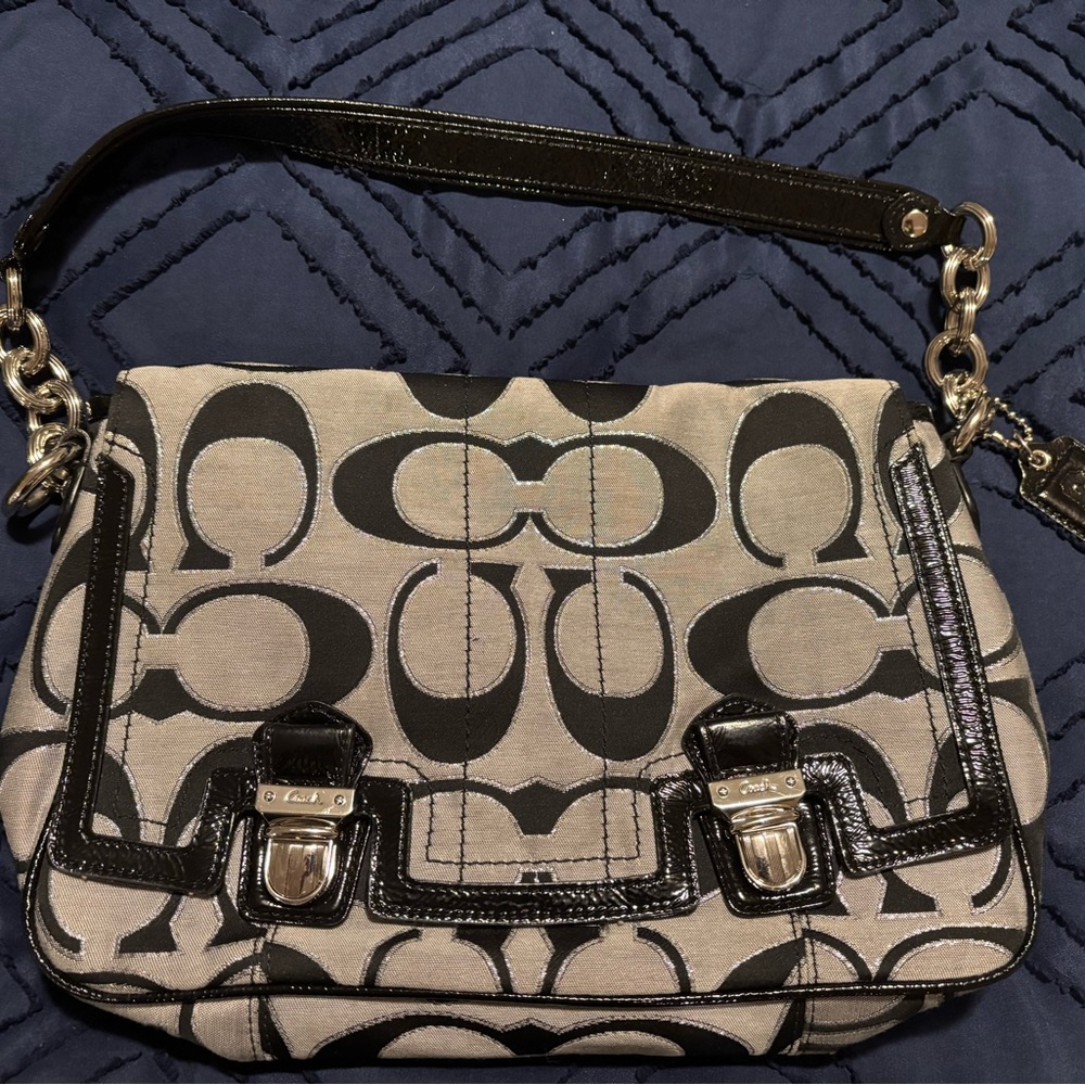 Coach Black and Gray Crossbody Bag with Signature Style